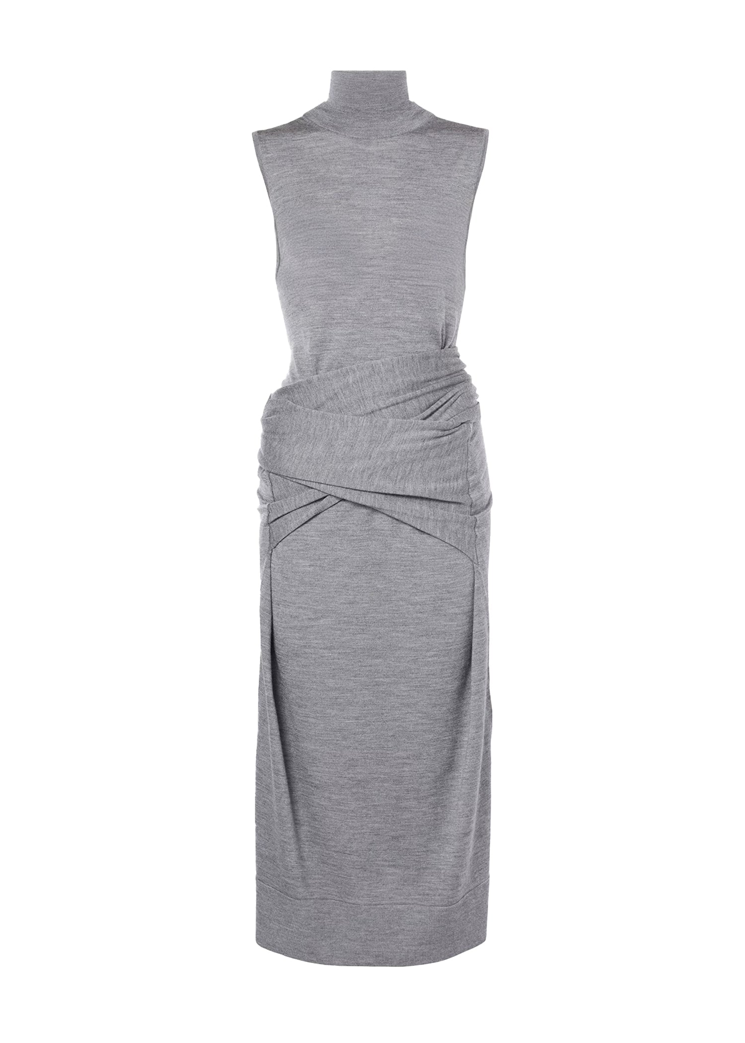 Robe midi texturée en soie - Silver Grey