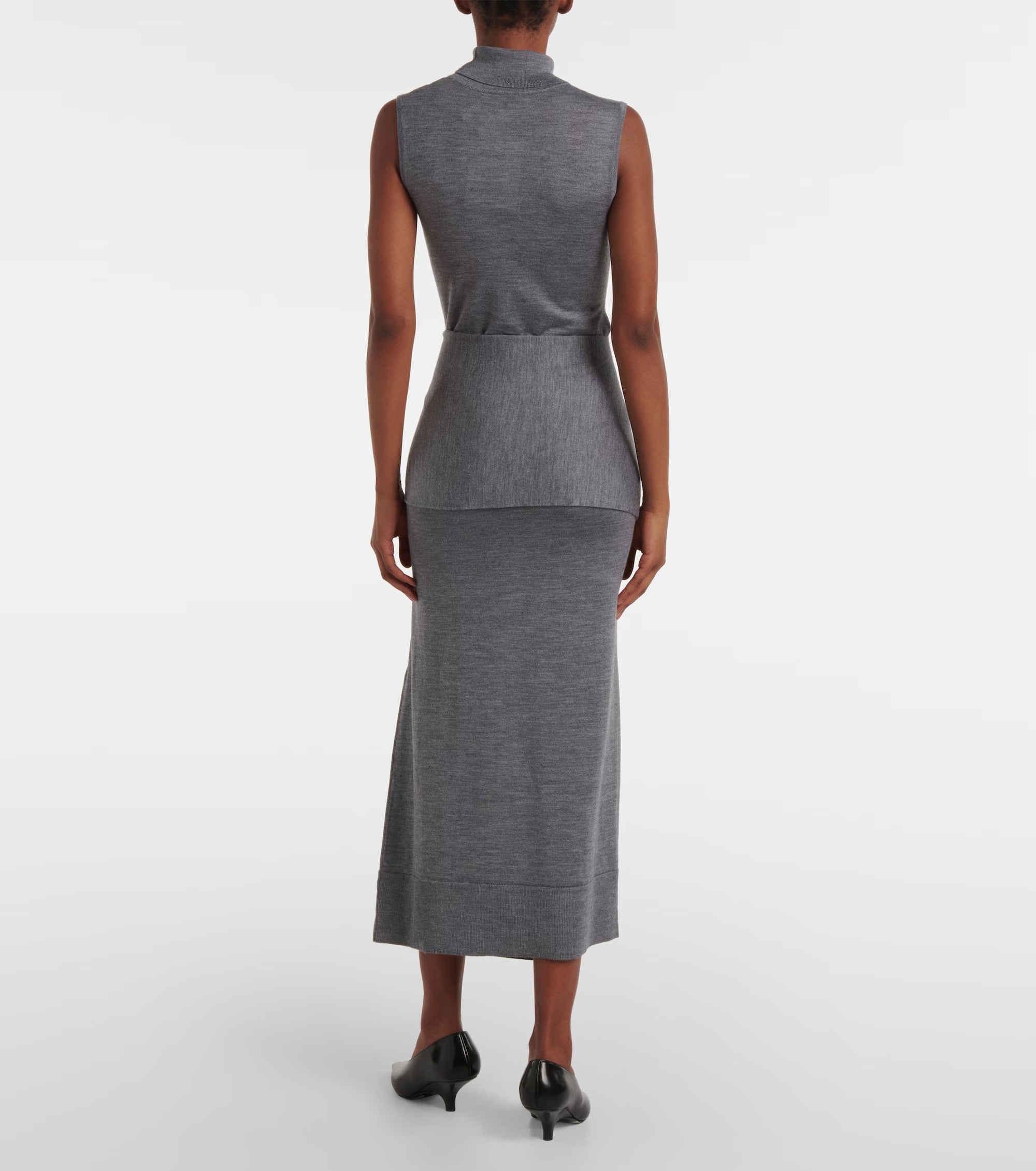 Robe midi texturée en soie - Silver Grey