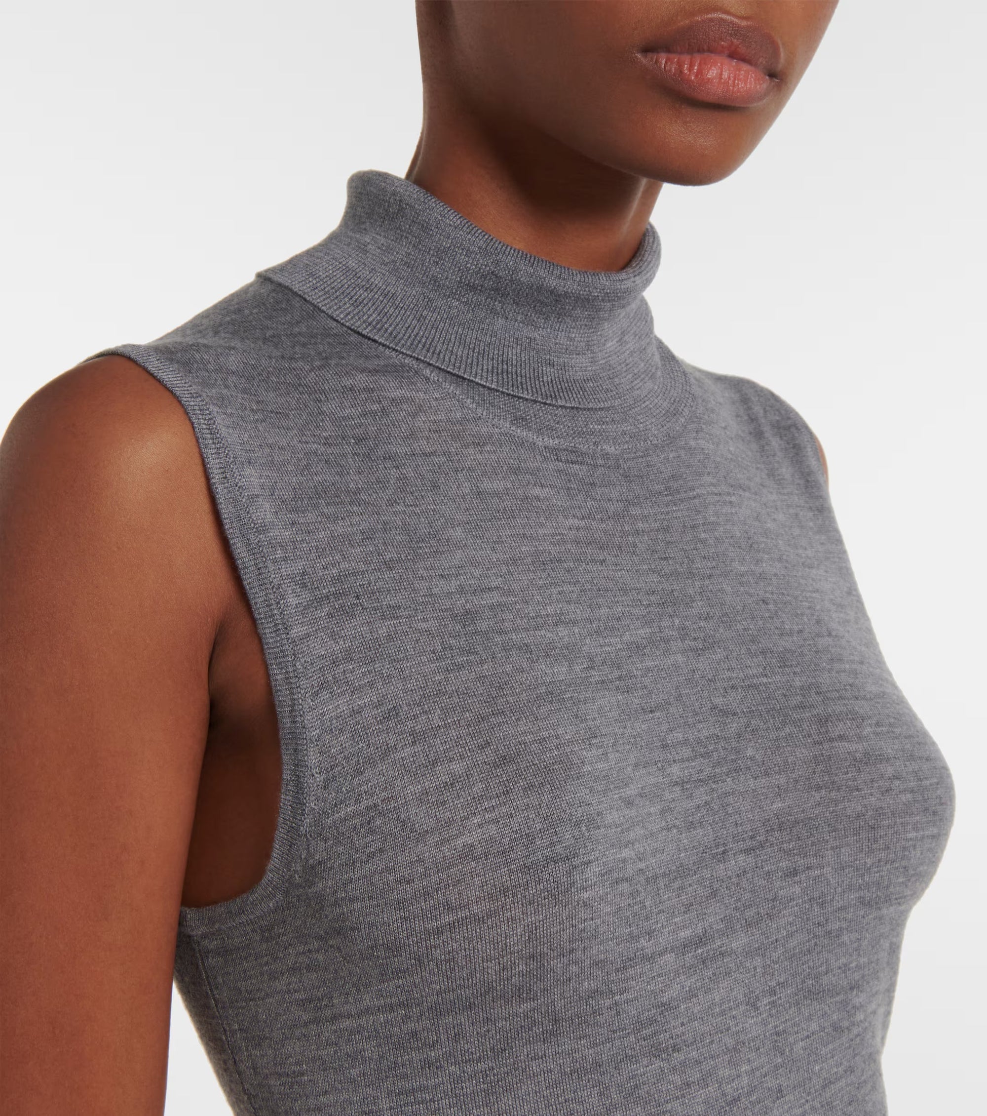 Robe midi texturée en soie - Silver Grey