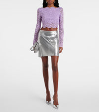 LAVENDER LONG-SLEEVED CROP TOP IN LACE