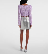 LAVENDER LONG-SLEEVED CROP TOP IN LACE