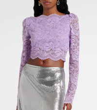 LAVENDER LONG-SLEEVED CROP TOP IN LACE