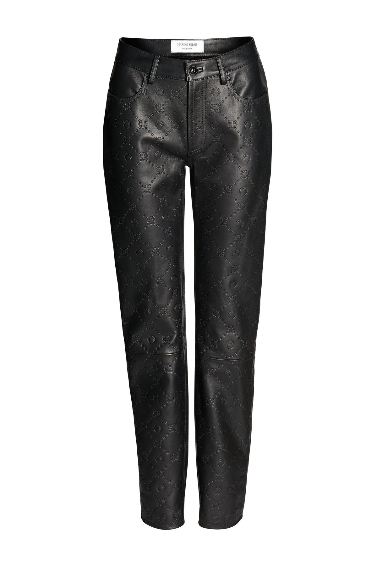 Pantalon droit en cuir deadstock embossé - Black