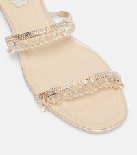 Sandales plates Chandelier à strass en satin - Nude & Silk