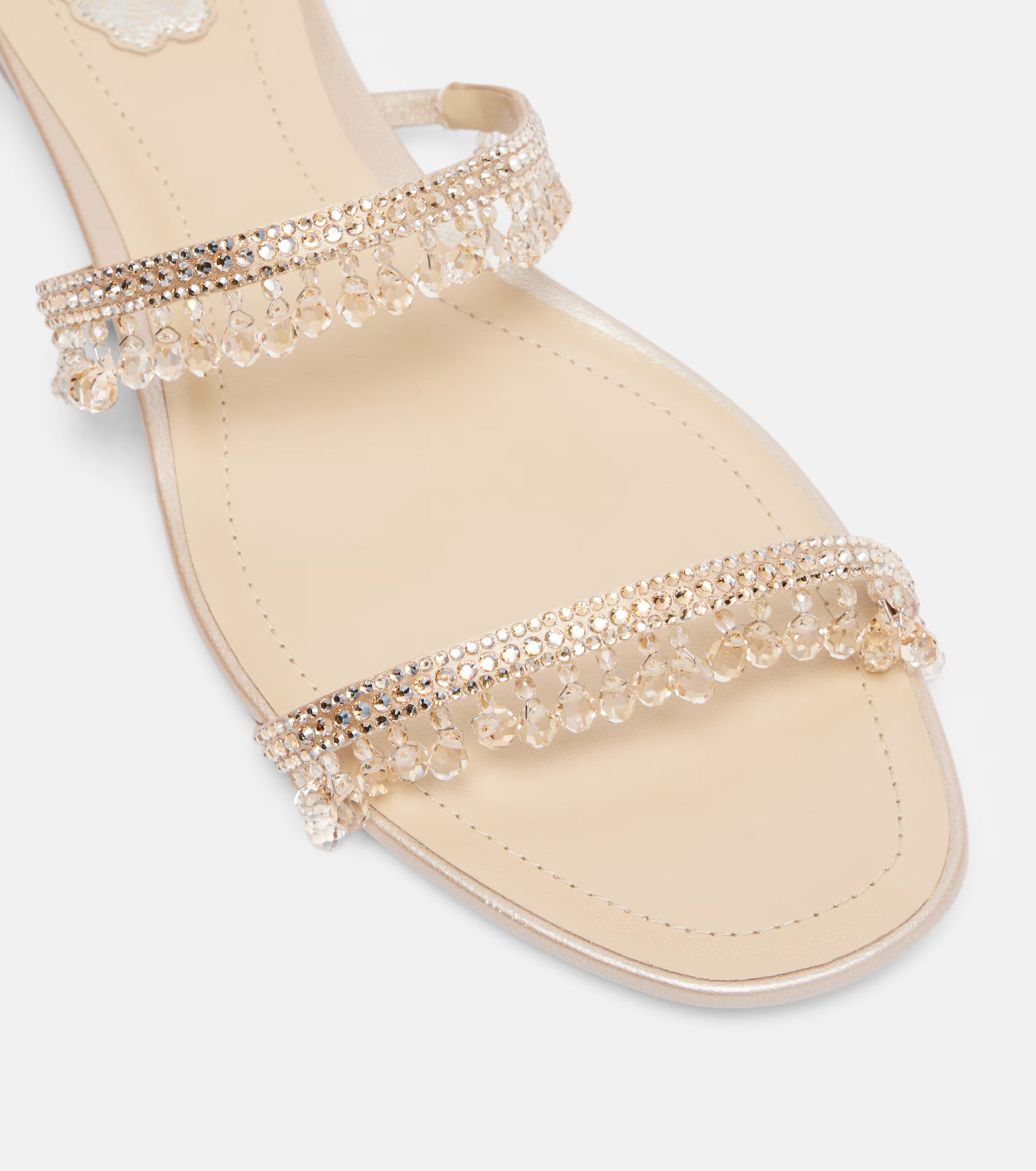 Sandales plates Chandelier à strass en satin - Nude & Silk