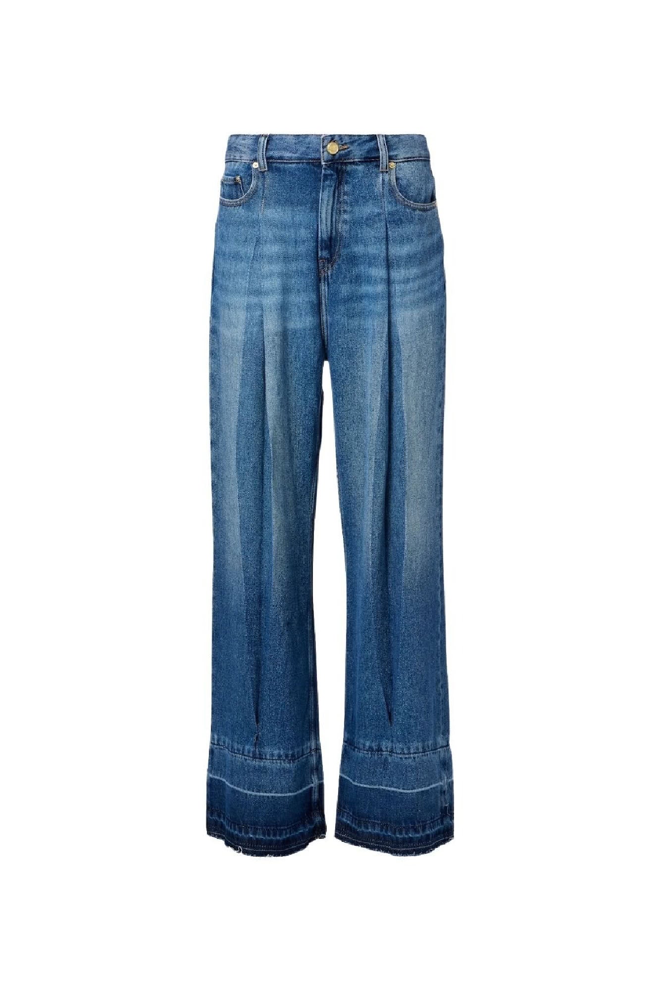 Pantalon à plis en denim - Mid Blue Vintage