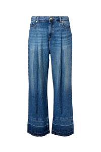 Pleated denim trousers - Mid Blue Vintage