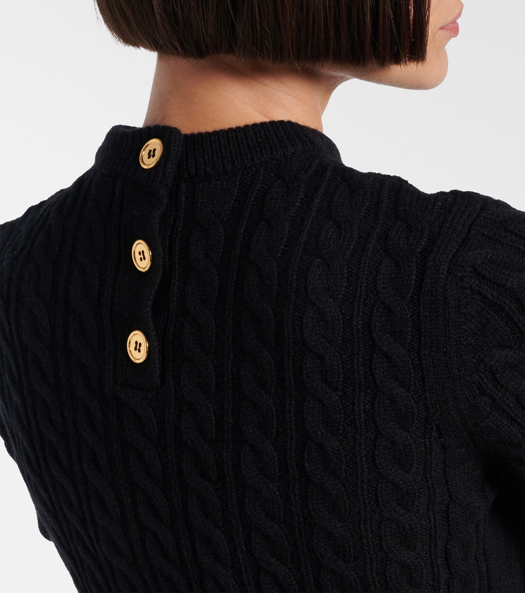 Robe courte en laine et cachemire - Noir