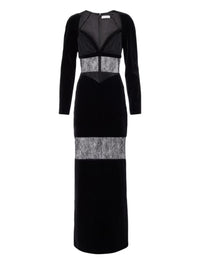 Robe longue en velours et dentelle - Noir