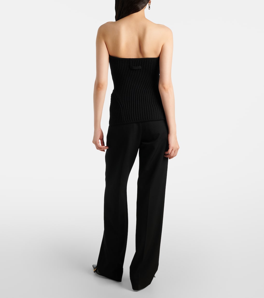 Stretch Merino Wool Ribbed Corset - Black
