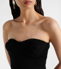 Stretch Merino Wool Ribbed Corset - Black
