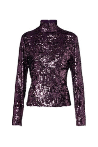Mock neck sequin top