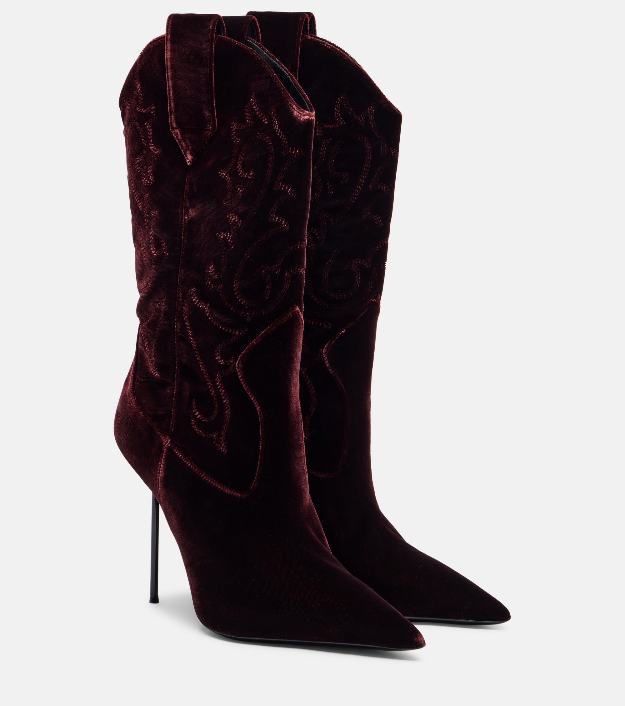 Bottes Lidia Western 105 en velours - Pinot Noir