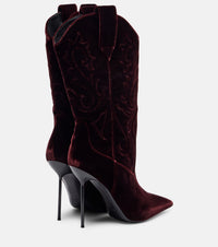 Bottes Lidia Western 105 en velours - Pinot Noir
