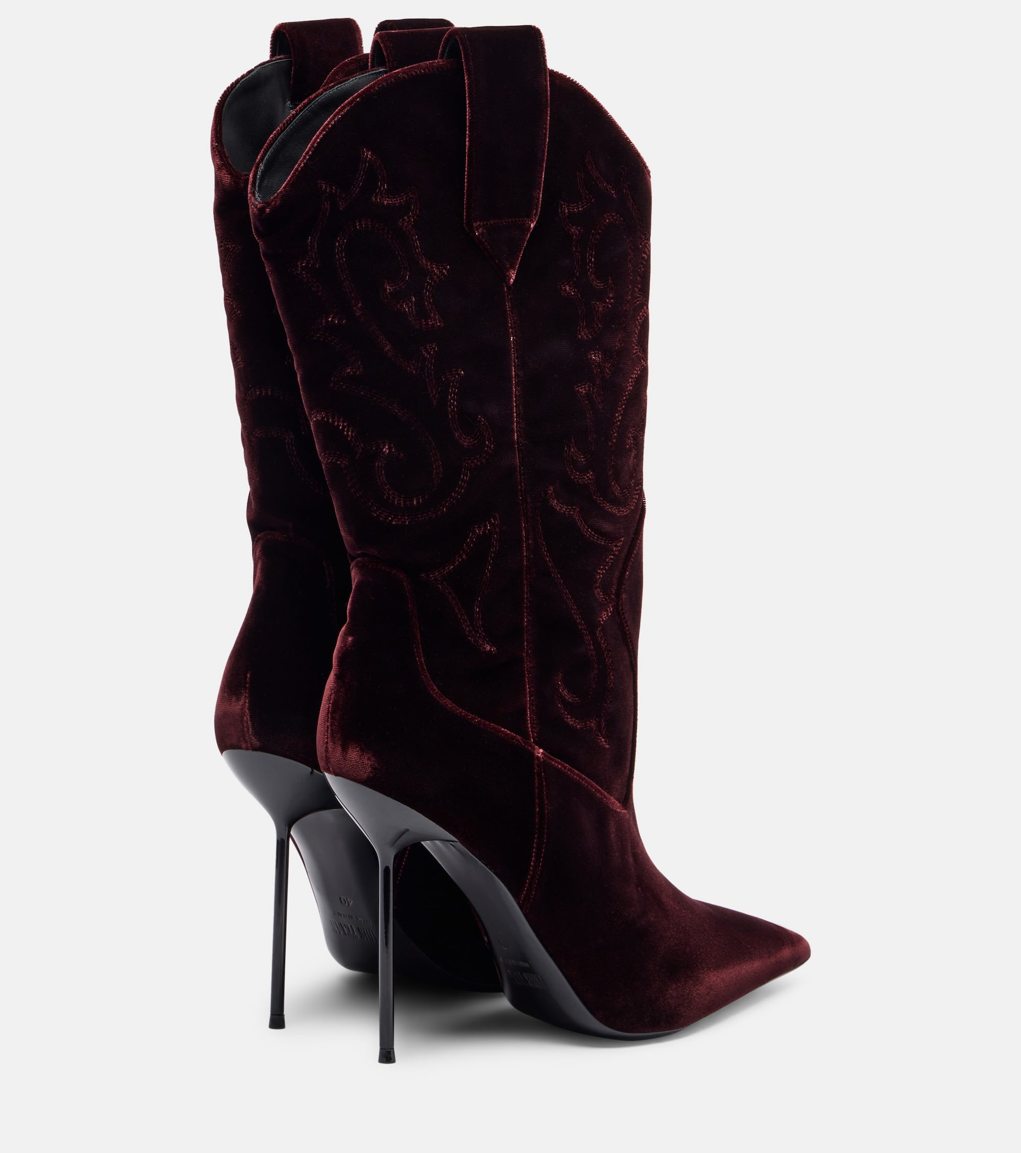 Bottes Lidia Western 105 en velours - Pinot Noir