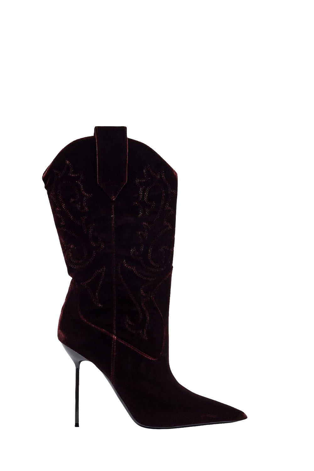 Bottes Lidia Western 105 en velours - Pinot Noir