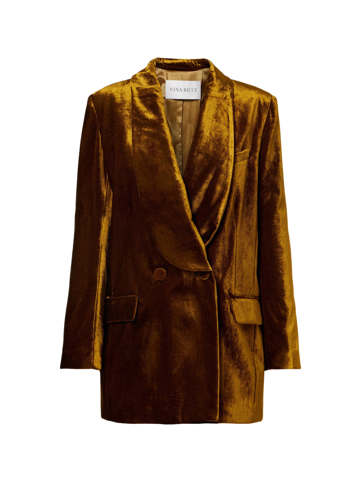 Long Velvet Blazer - Gold