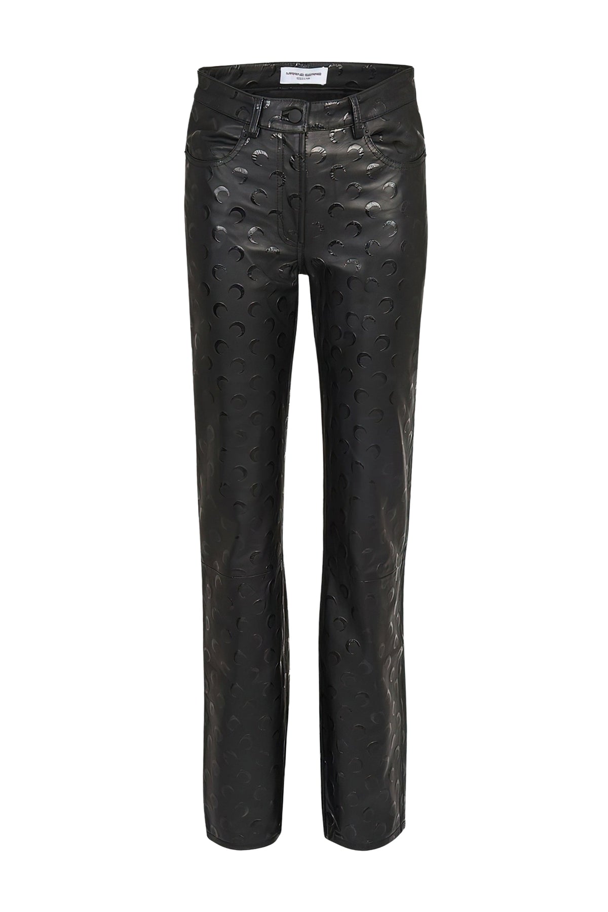 Pantalon droit en cuir Moon - All Over Moon Black