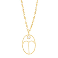 Sautoir Zodiac doré à l'or fin et Moonstone - Blanc