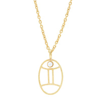 Sautoir Zodiac doré à l'or fin et perles - Blanc