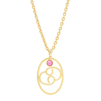 Sautoir Zodiac doré à l'or fin et Rubis teinté - Rose