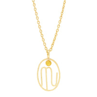 Sautoir Zodiac doré à l'or fin et Onyx - Jaune