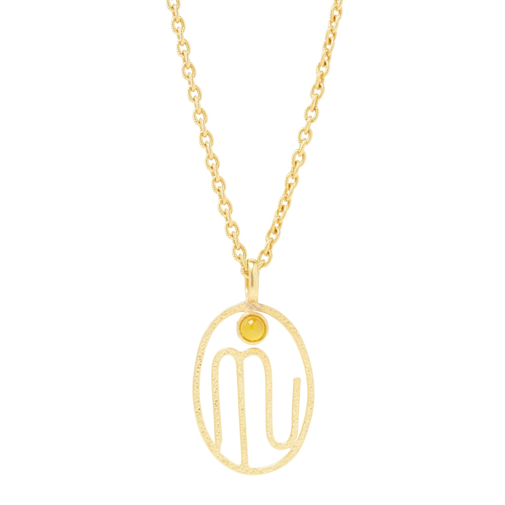 Sautoir Zodiac doré à l'or fin et Onyx - Jaune