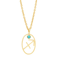 Sautoir Zodiac doré à l'or fin et Turquoise - Vert