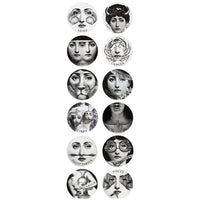 Set of 12 Tema e Variazioni porcelain plates - Black & White