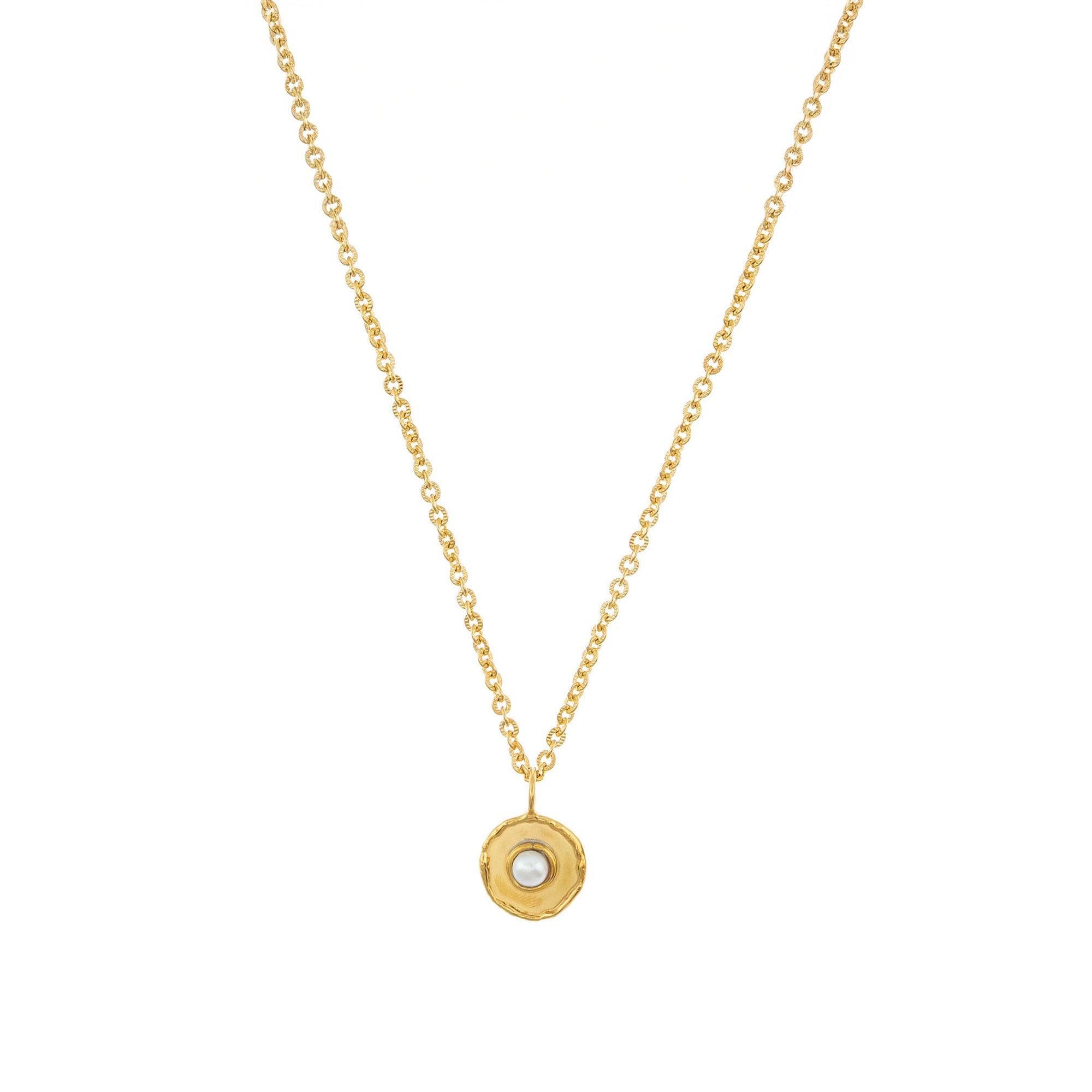 Collier Medaille doré à l'or fin et perles - Blanc