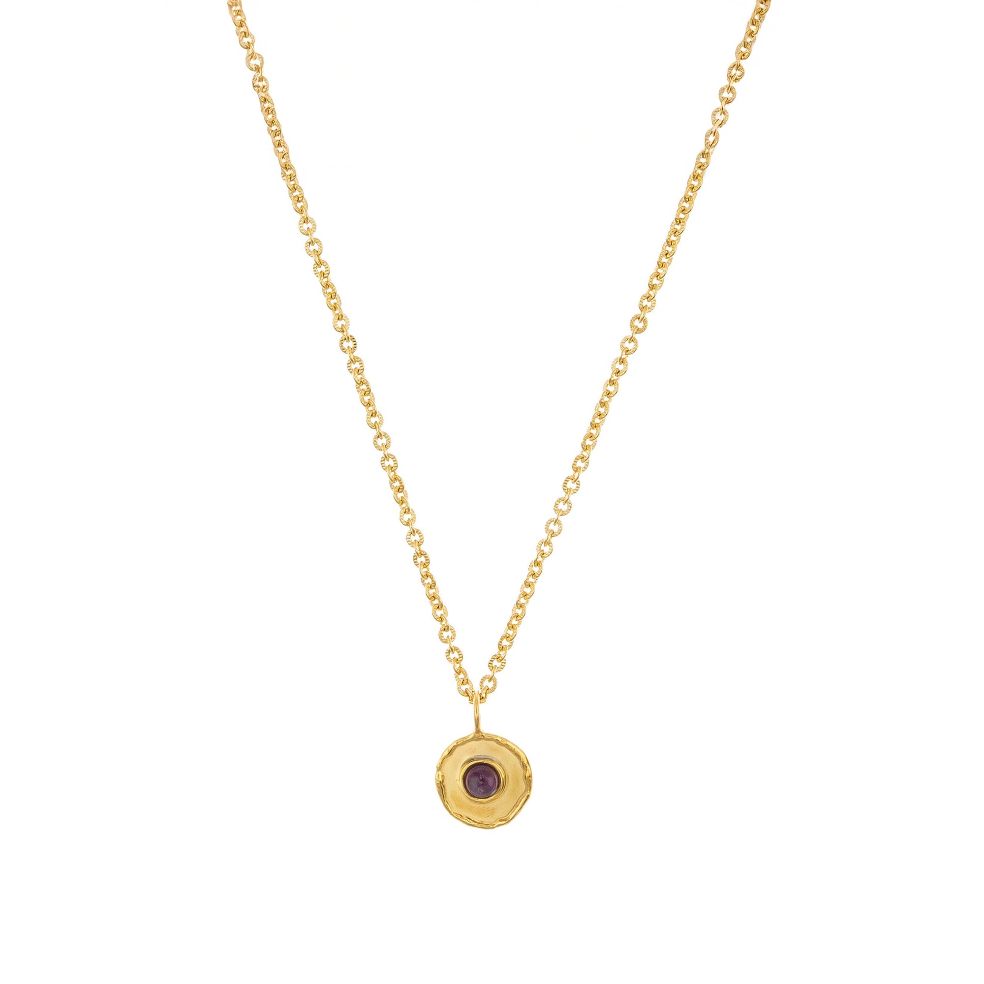Collier Medaille doré à l'or fin et Améthyste - Violet