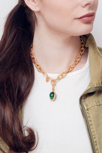 Collier Atlantis doré à l'or fin et Malachite - Vert