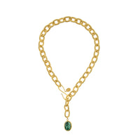 Collier Atlantis doré à l'or fin et Malachite - Vert