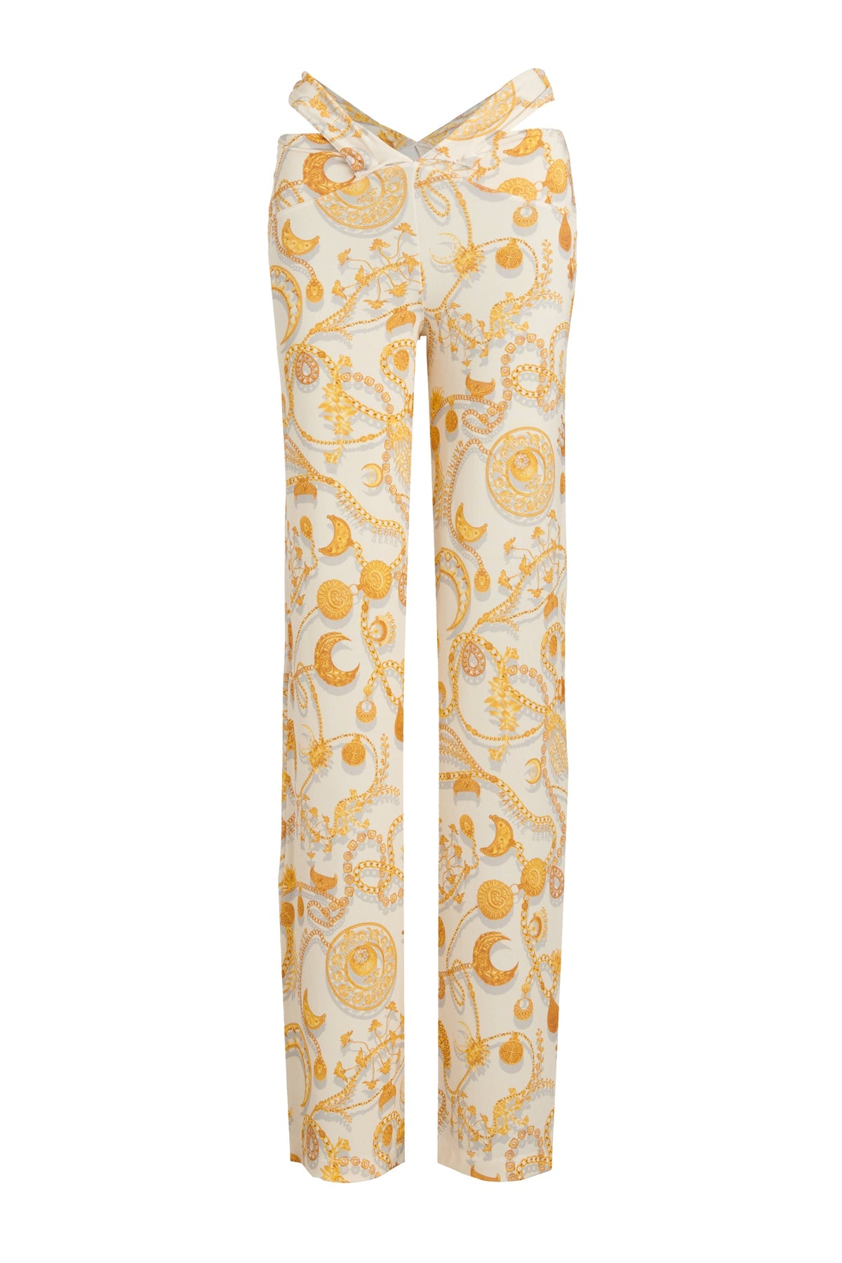 Pantalon fluide ajusté Upcyclé - Jewelry White
