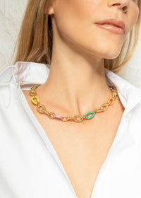 Collier Atlantis doré à l'or fin et émail - Multicolor