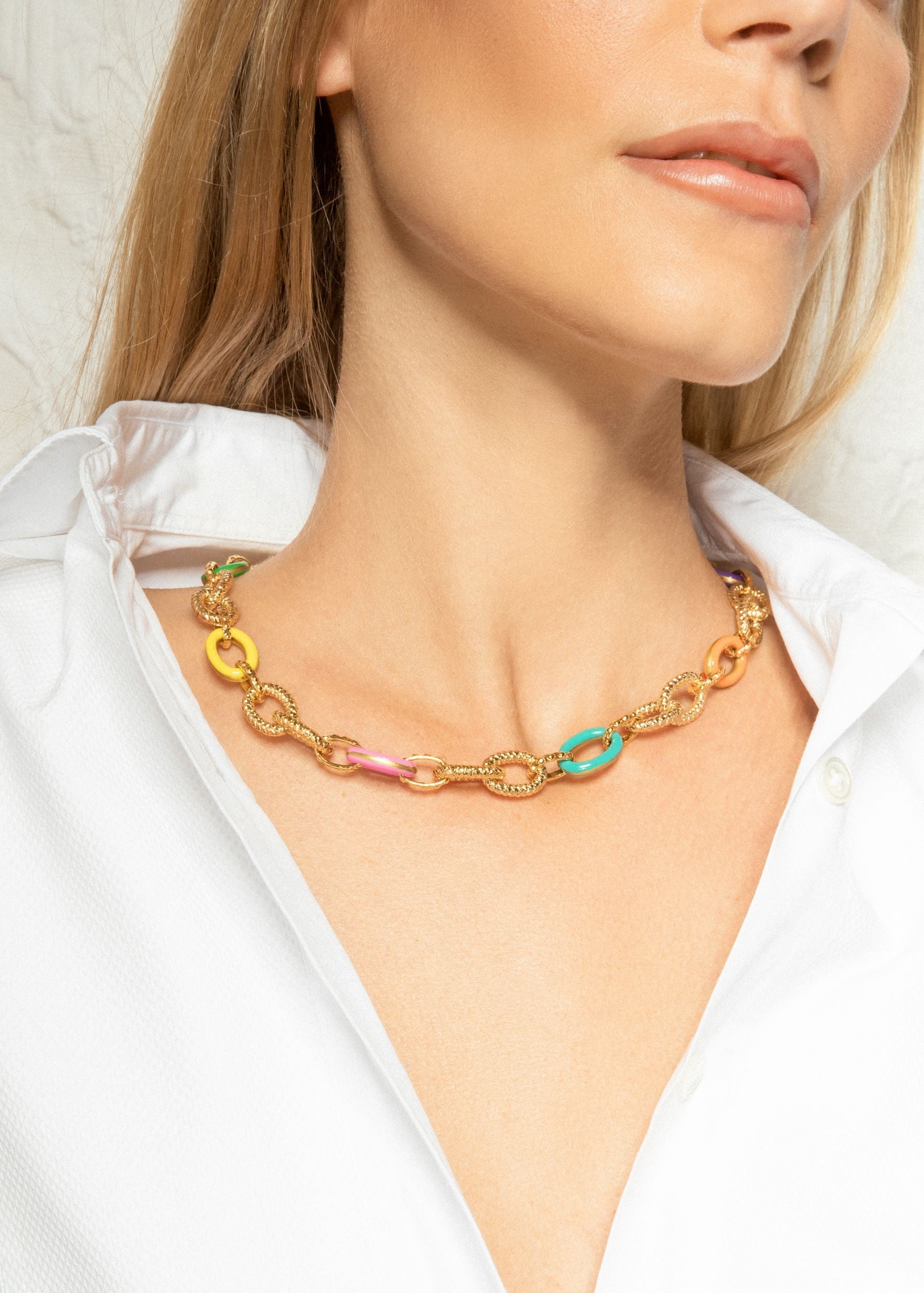 Collier Atlantis doré à l'or fin et émail - Multicolor