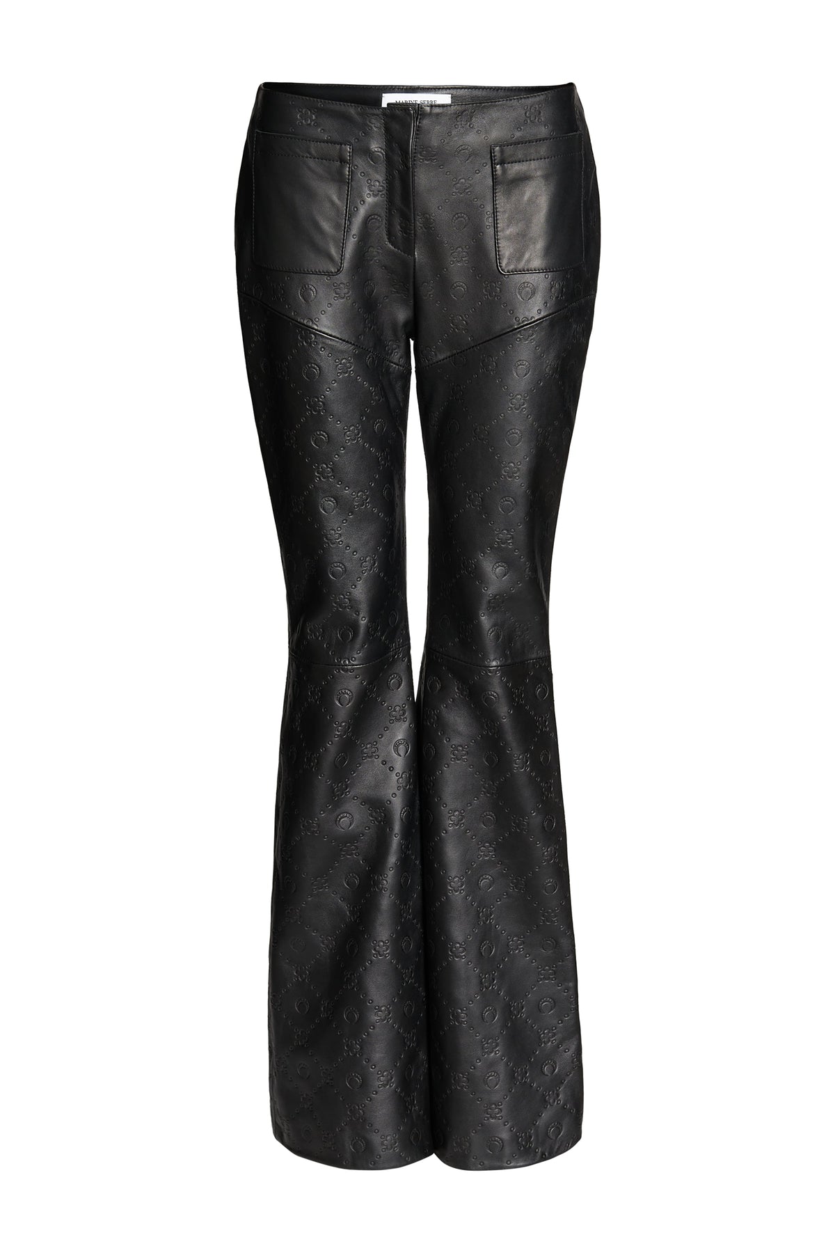Pantalon large en cuir deadstock embossé - Black