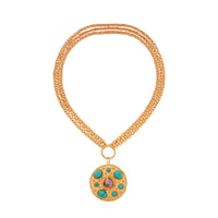Collier Midas doré à l'or fin et multipierres - Rose & Vert