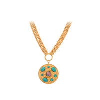 Collier Midas doré à l'or fin et multipierres - Rose & Vert