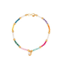 Collier Mantra doré à l'or fin et multipierres - Multicolor