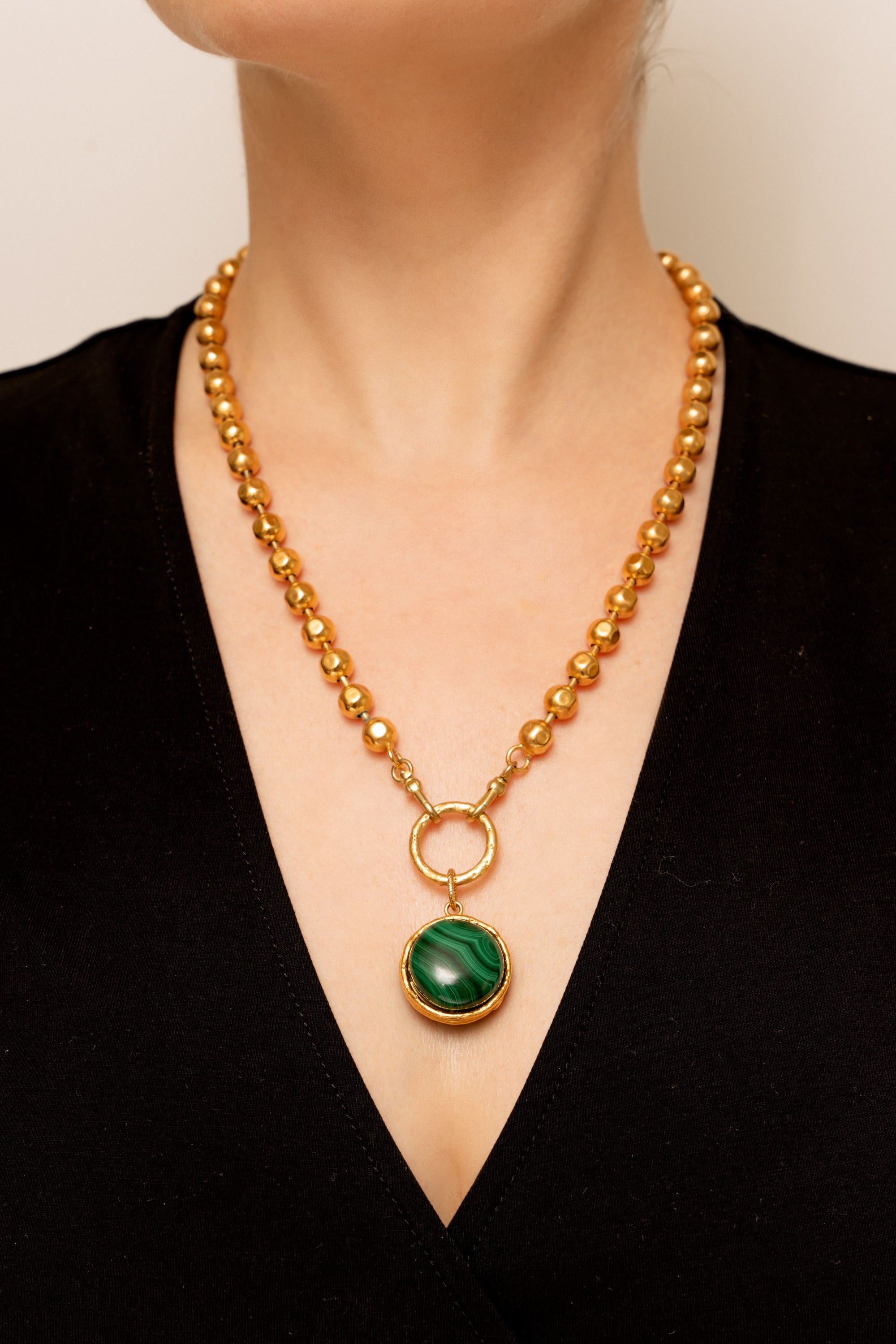 Collier Mantra doré à l'or fin et Malachite - Vert