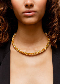 Collier Chain doré à l'or fin et Malachite - Vert