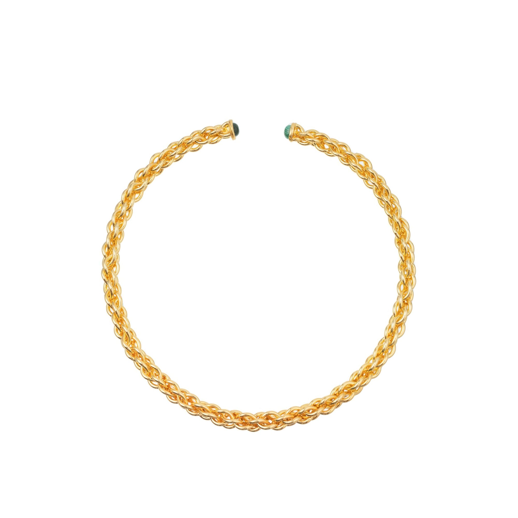Collier Chain doré à l'or fin et Malachite - Vert