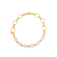 Collier Round & Chain doré à l'or fin et Quartz - Rose