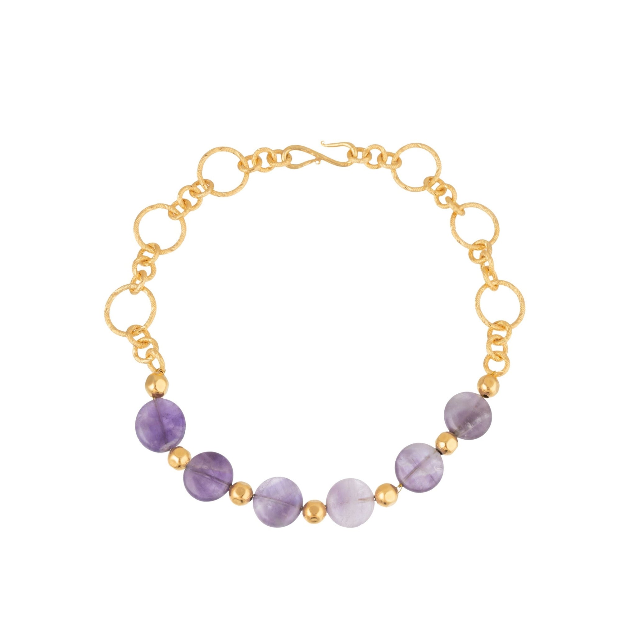 Collier Round & Chain doré à l'or fin et Améthyste - Violet