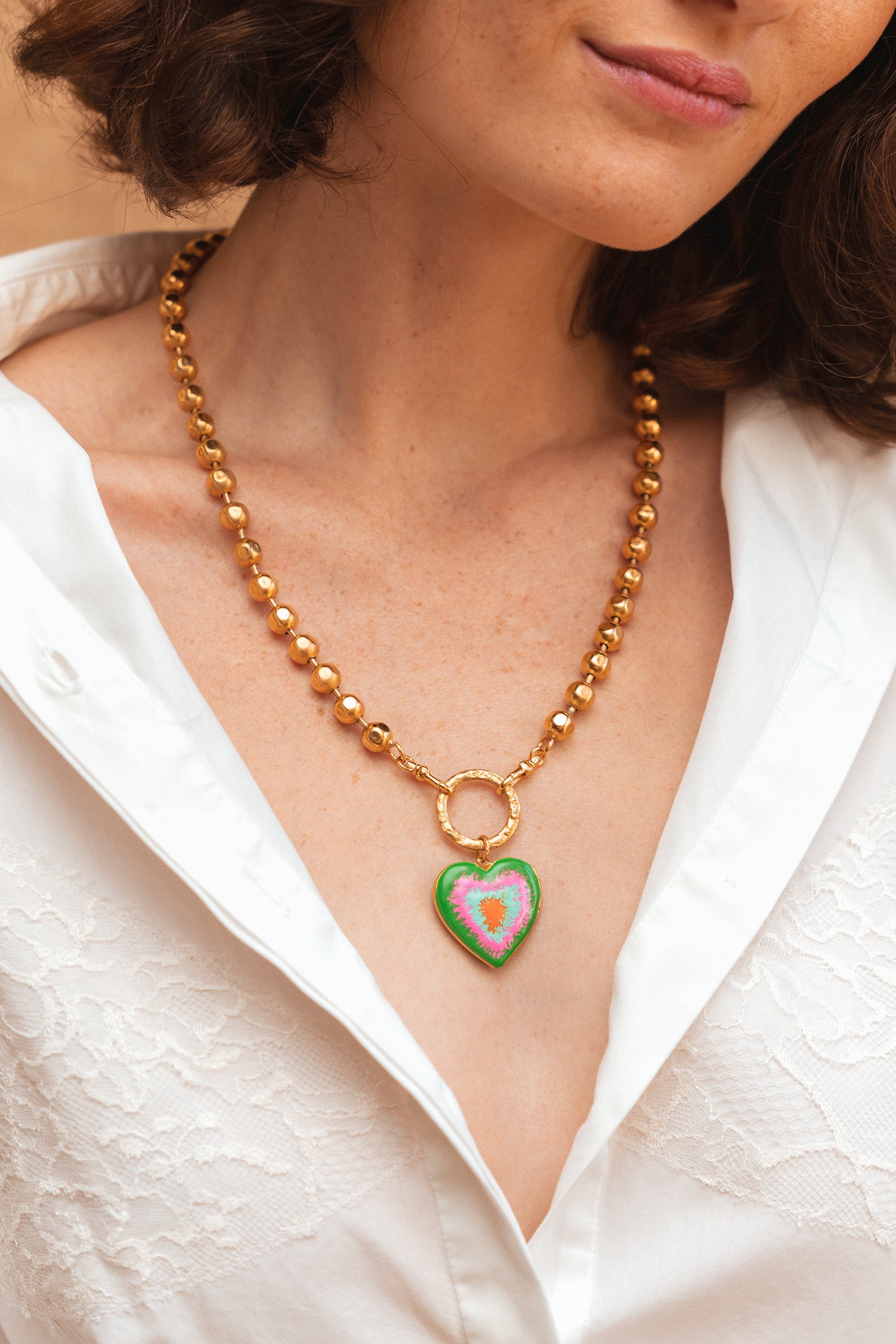 Collier Loved doré à l'or fin et émail - Enamel