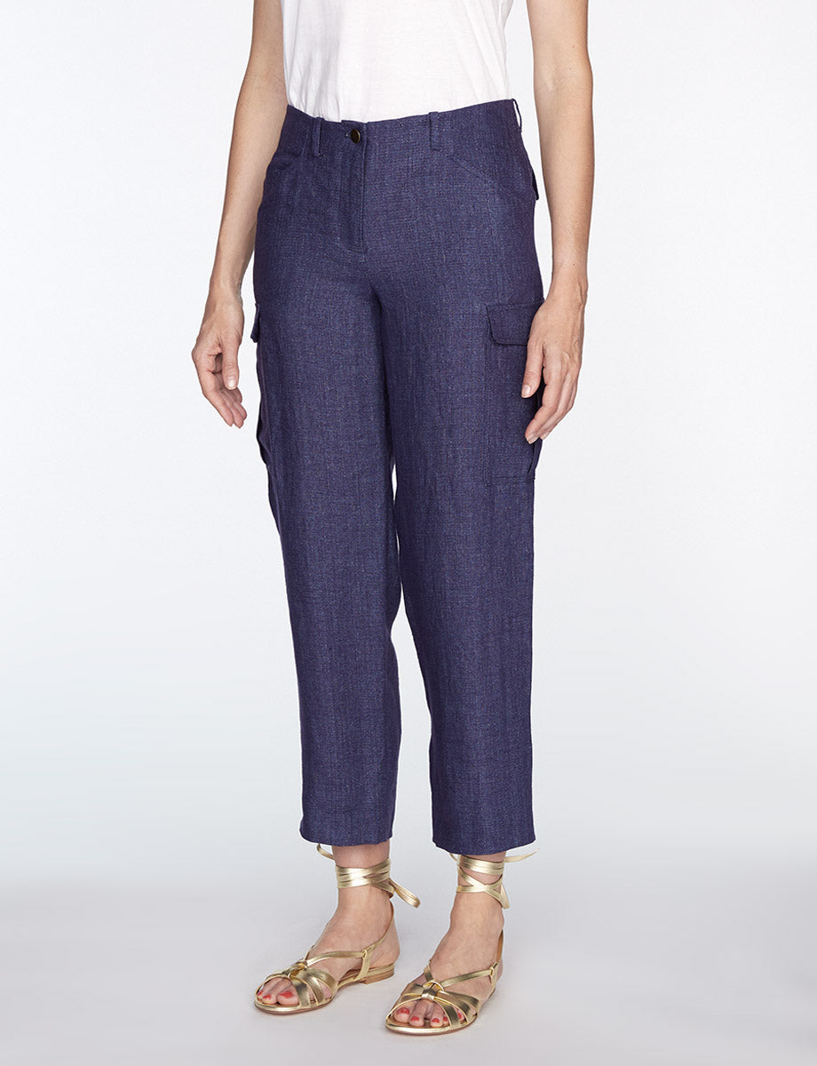 1qty RELIQUAT 85€ 100%  / Pantalon droit Frida en lin - Indigo