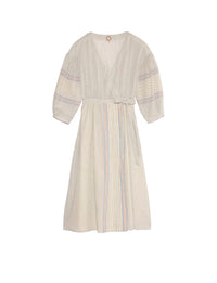 2qty NEW  / Robe Paquerette en lin - Blue Multicolor