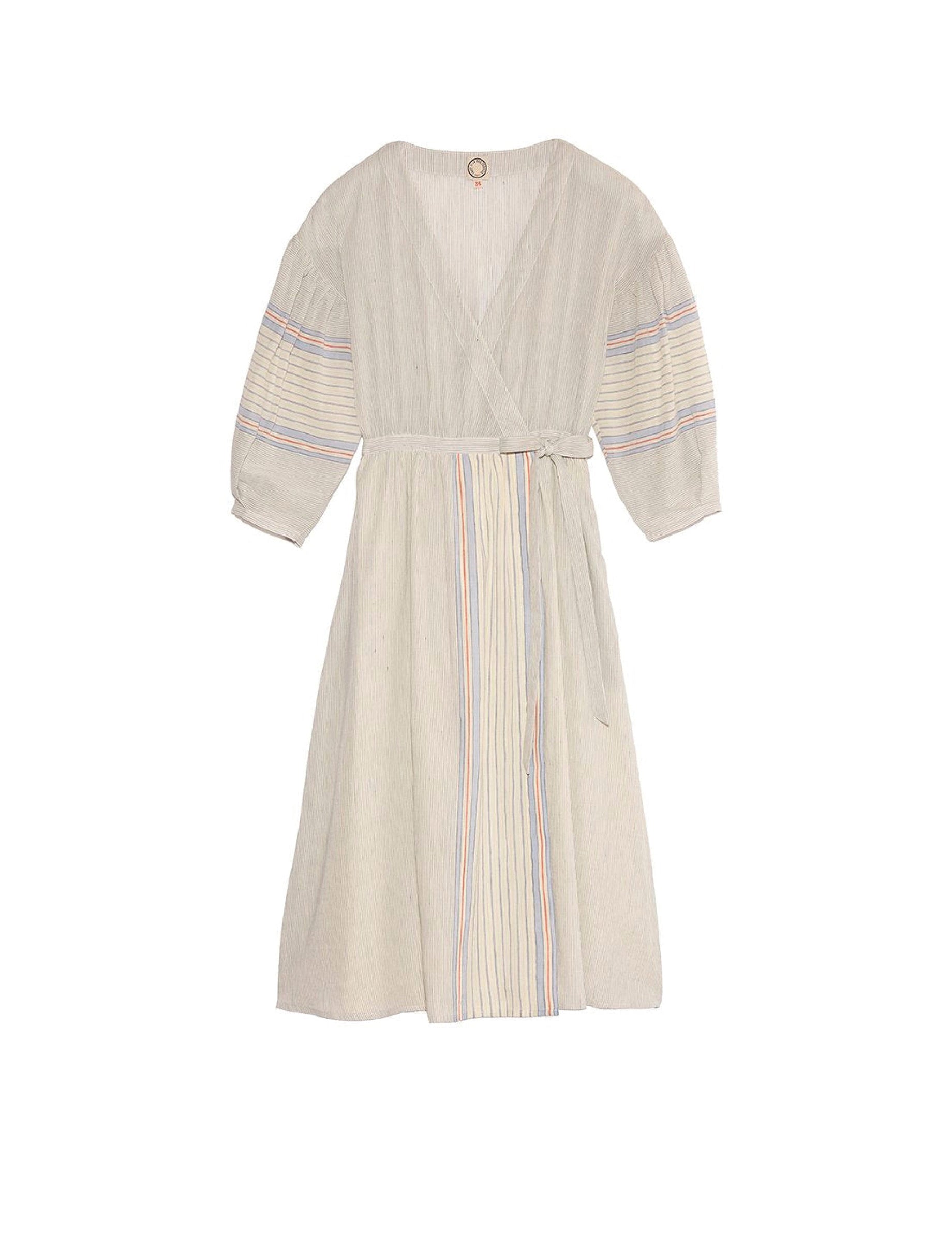 2qty NEW  / Robe Paquerette en lin - Blue Multicolor