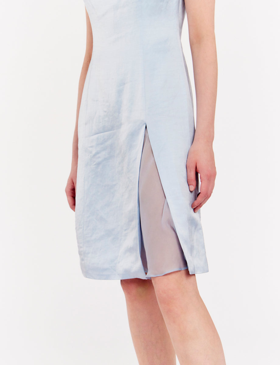 1qty RELIQUAT 120€ 0%  / Robe Ginette fendue en lin mélangé - Grey Sky